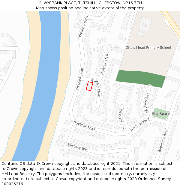 2, WYEBANK PLACE, TUTSHILL, CHEPSTOW, NP16 7EU: Location map and indicative extent of plot