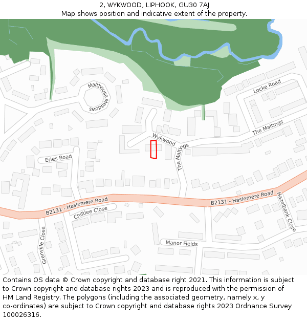 2, WYKWOOD, LIPHOOK, GU30 7AJ: Location map and indicative extent of plot