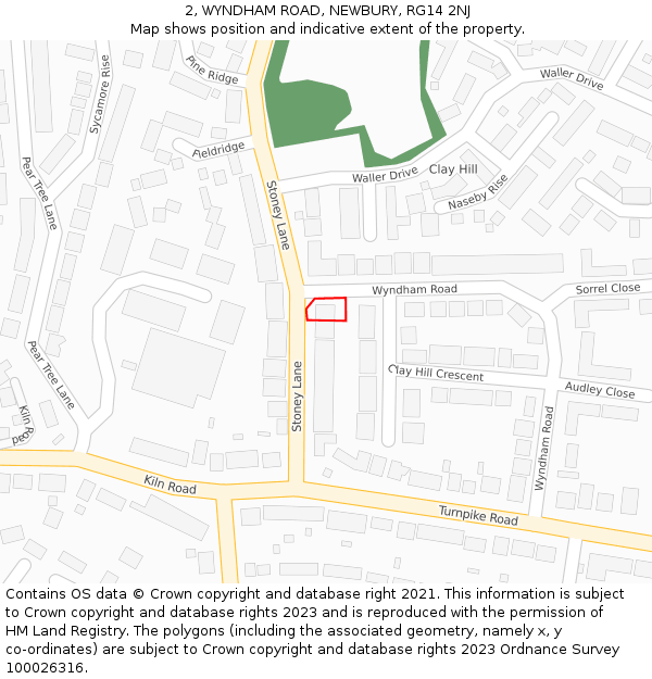 2, WYNDHAM ROAD, NEWBURY, RG14 2NJ: Location map and indicative extent of plot