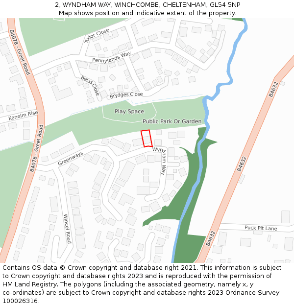 2, WYNDHAM WAY, WINCHCOMBE, CHELTENHAM, GL54 5NP: Location map and indicative extent of plot
