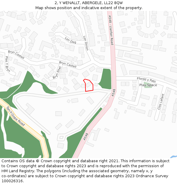 2, Y WENALLT, ABERGELE, LL22 8QW: Location map and indicative extent of plot