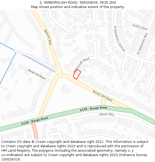 2, YARBOROUGH ROAD, SKEGNESS, PE25 2NX: Location map and indicative extent of plot