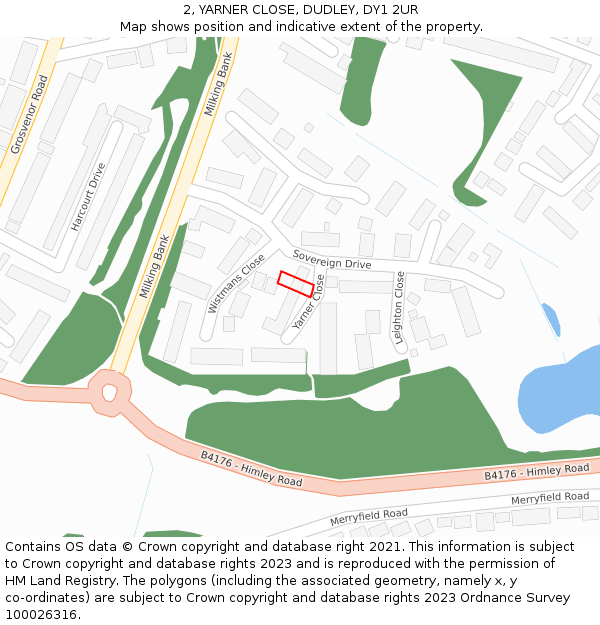 2, YARNER CLOSE, DUDLEY, DY1 2UR: Location map and indicative extent of plot