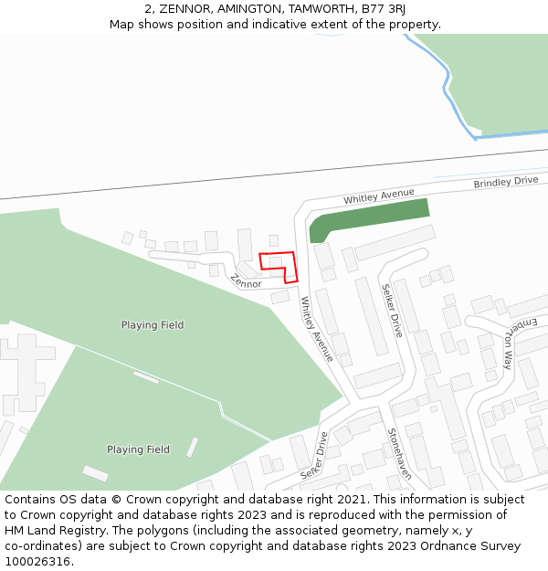 2, ZENNOR, AMINGTON, TAMWORTH, B77 3RJ: Location map and indicative extent of plot