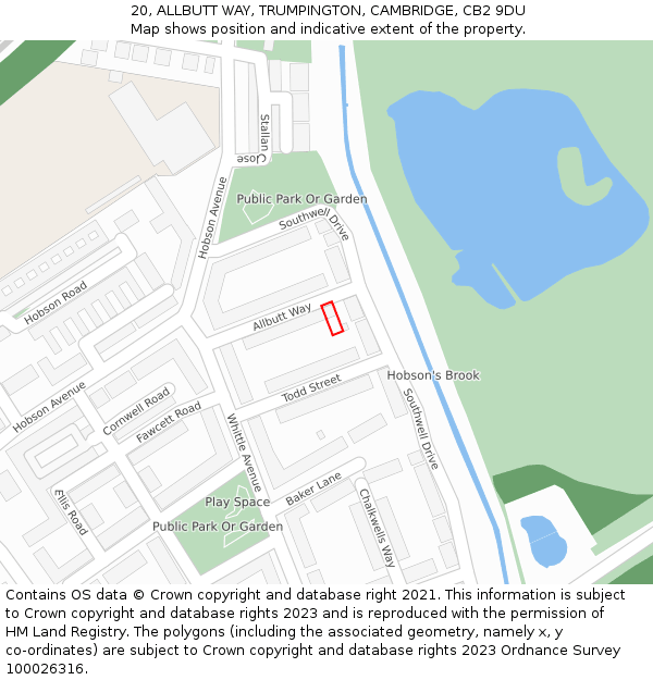 20, ALLBUTT WAY, TRUMPINGTON, CAMBRIDGE, CB2 9DU: Location map and indicative extent of plot