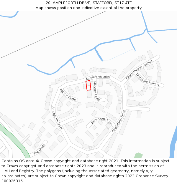 20, AMPLEFORTH DRIVE, STAFFORD, ST17 4TE: Location map and indicative extent of plot