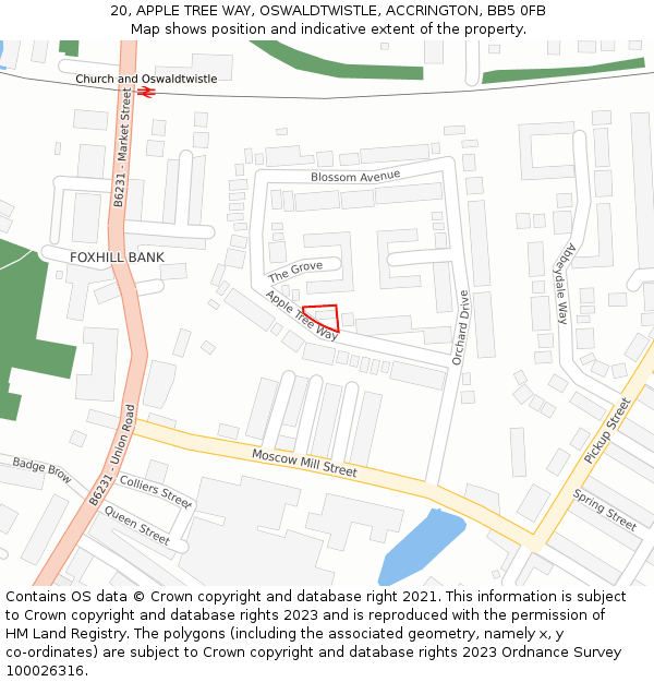 20, APPLE TREE WAY, OSWALDTWISTLE, ACCRINGTON, BB5 0FB: Location map and indicative extent of plot