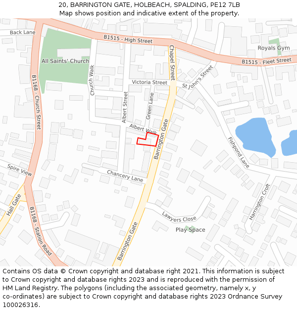 20, BARRINGTON GATE, HOLBEACH, SPALDING, PE12 7LB: Location map and indicative extent of plot