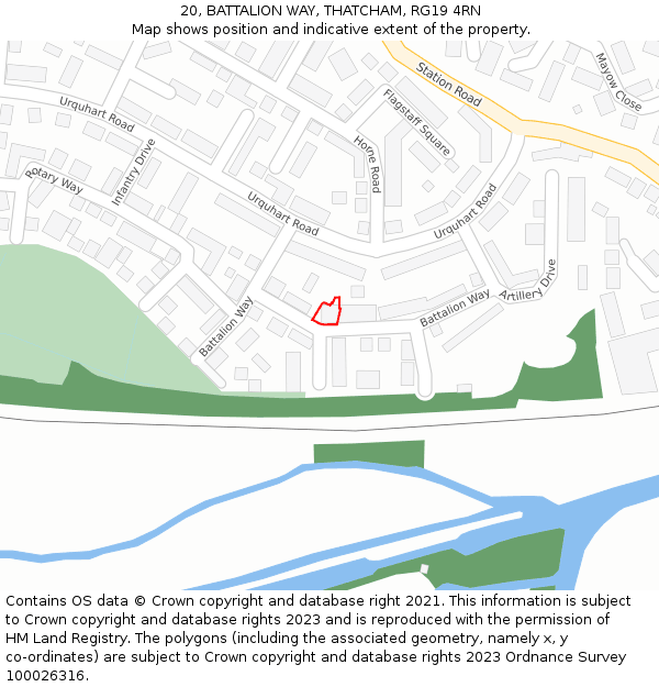 20, BATTALION WAY, THATCHAM, RG19 4RN: Location map and indicative extent of plot