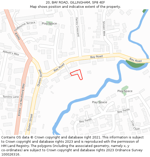 20, BAY ROAD, GILLINGHAM, SP8 4EF: Location map and indicative extent of plot