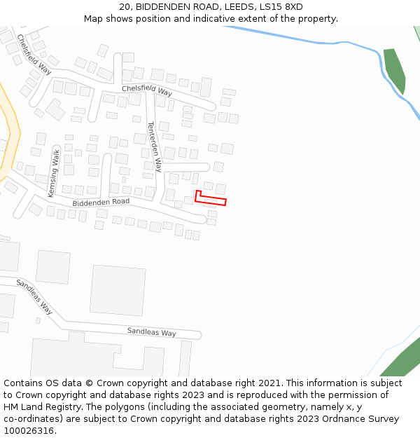 20, BIDDENDEN ROAD, LEEDS, LS15 8XD: Location map and indicative extent of plot