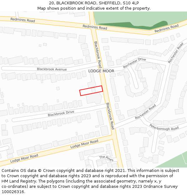 20, BLACKBROOK ROAD, SHEFFIELD, S10 4LP: Location map and indicative extent of plot