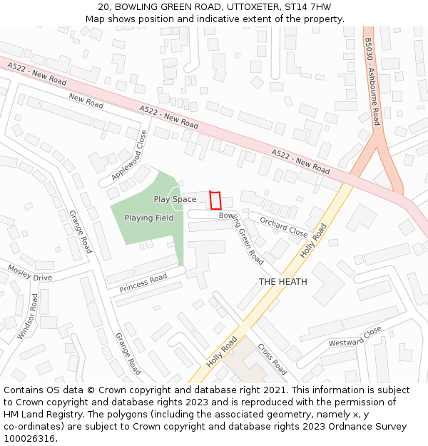 20, BOWLING GREEN ROAD, UTTOXETER, ST14 7HW: Location map and indicative extent of plot