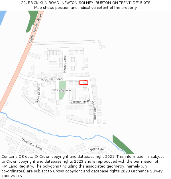 20, BRICK KILN ROAD, NEWTON SOLNEY, BURTON-ON-TRENT, DE15 0TS: Location map and indicative extent of plot