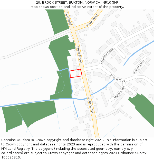 20, BROOK STREET, BUXTON, NORWICH, NR10 5HF: Location map and indicative extent of plot