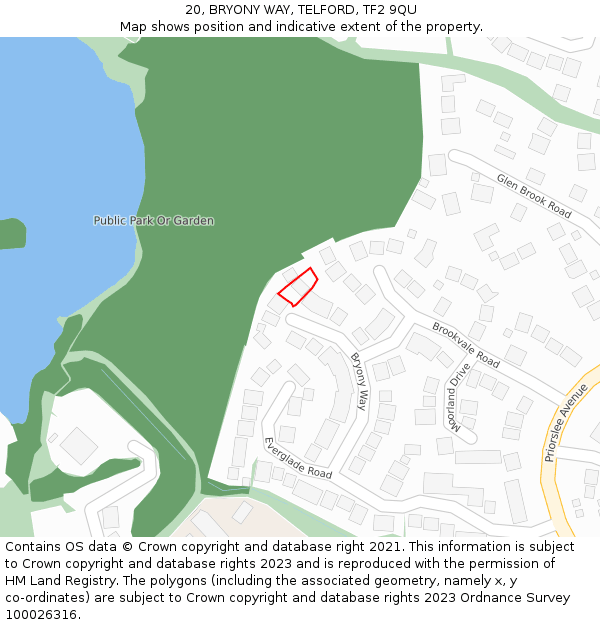 20, BRYONY WAY, TELFORD, TF2 9QU: Location map and indicative extent of plot