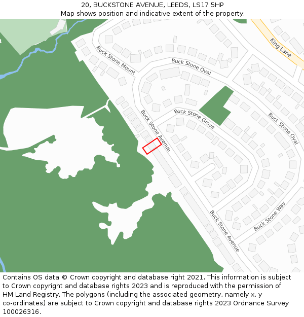 20, BUCKSTONE AVENUE, LEEDS, LS17 5HP: Location map and indicative extent of plot