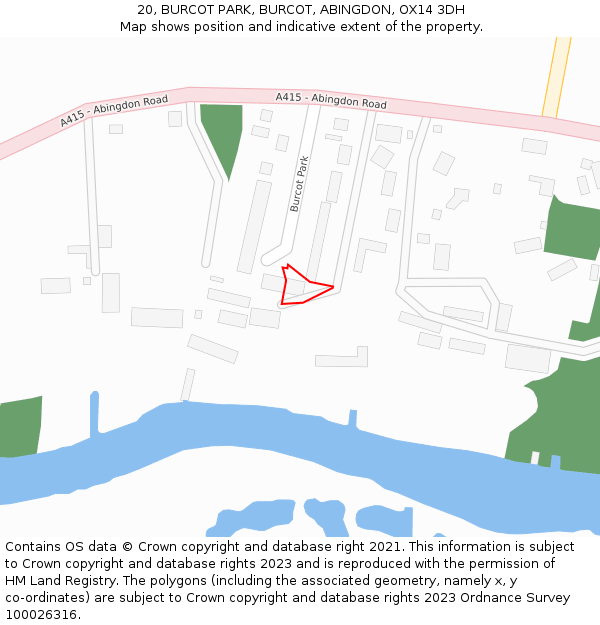 20, BURCOT PARK, BURCOT, ABINGDON, OX14 3DH: Location map and indicative extent of plot