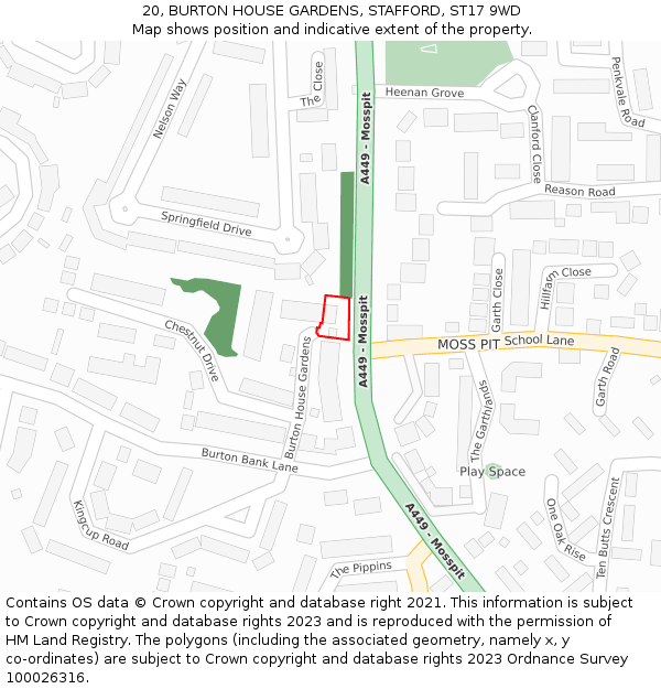 20, BURTON HOUSE GARDENS, STAFFORD, ST17 9WD: Location map and indicative extent of plot