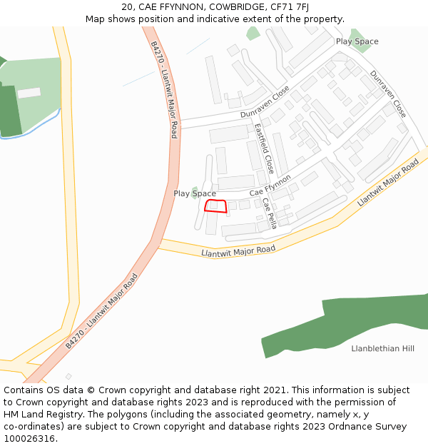 20, CAE FFYNNON, COWBRIDGE, CF71 7FJ: Location map and indicative extent of plot