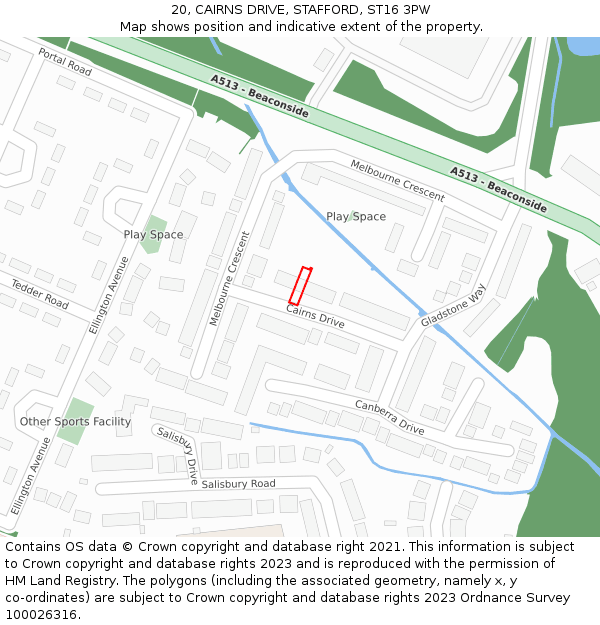20, CAIRNS DRIVE, STAFFORD, ST16 3PW: Location map and indicative extent of plot