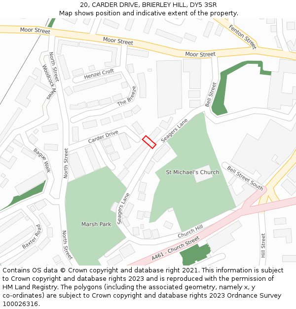 20, CARDER DRIVE, BRIERLEY HILL, DY5 3SR: Location map and indicative extent of plot