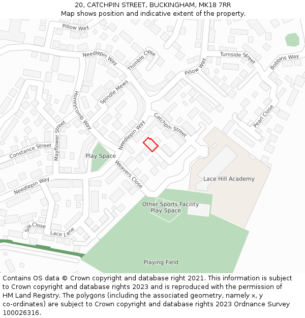 20, CATCHPIN STREET, BUCKINGHAM, MK18 7RR: Location map and indicative extent of plot