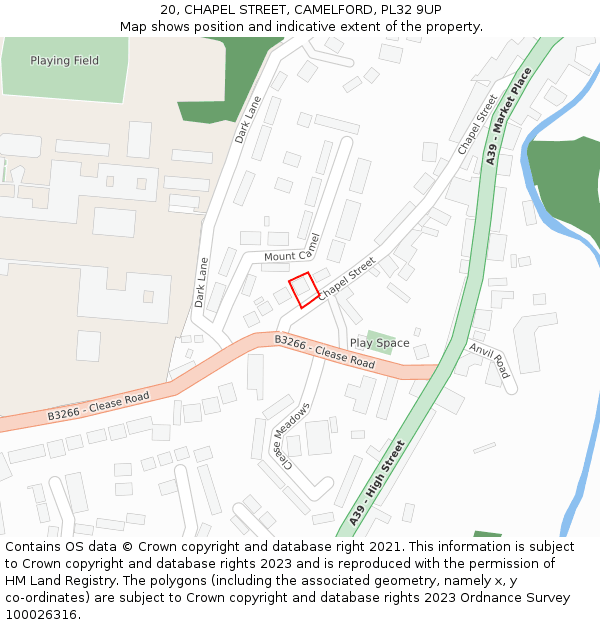 20, CHAPEL STREET, CAMELFORD, PL32 9UP: Location map and indicative extent of plot