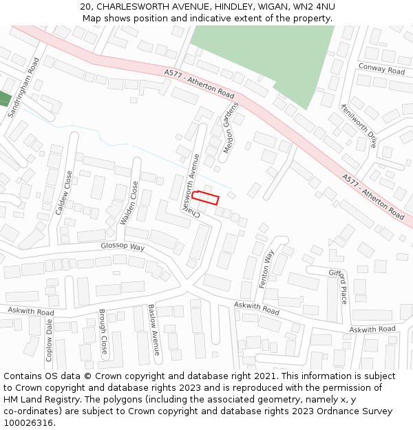 20, CHARLESWORTH AVENUE, HINDLEY, WIGAN, WN2 4NU: Location map and indicative extent of plot