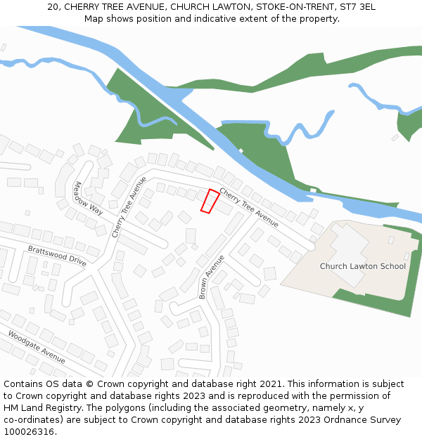 20, CHERRY TREE AVENUE, CHURCH LAWTON, STOKE-ON-TRENT, ST7 3EL: Location map and indicative extent of plot