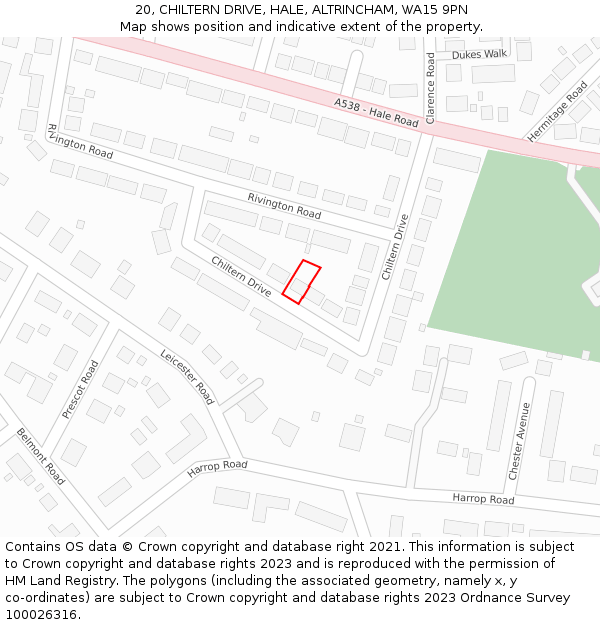 20, CHILTERN DRIVE, HALE, ALTRINCHAM, WA15 9PN: Location map and indicative extent of plot