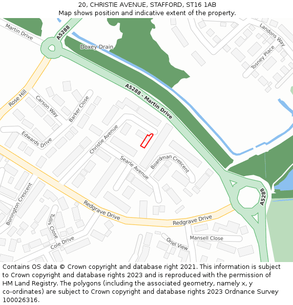 20, CHRISTIE AVENUE, STAFFORD, ST16 1AB: Location map and indicative extent of plot