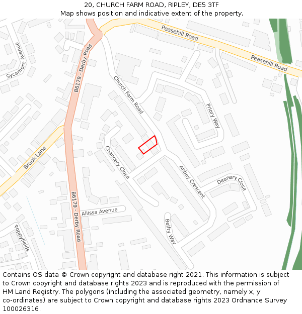 20, CHURCH FARM ROAD, RIPLEY, DE5 3TF: Location map and indicative extent of plot
