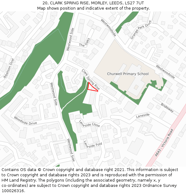 20, CLARK SPRING RISE, MORLEY, LEEDS, LS27 7UT: Location map and indicative extent of plot