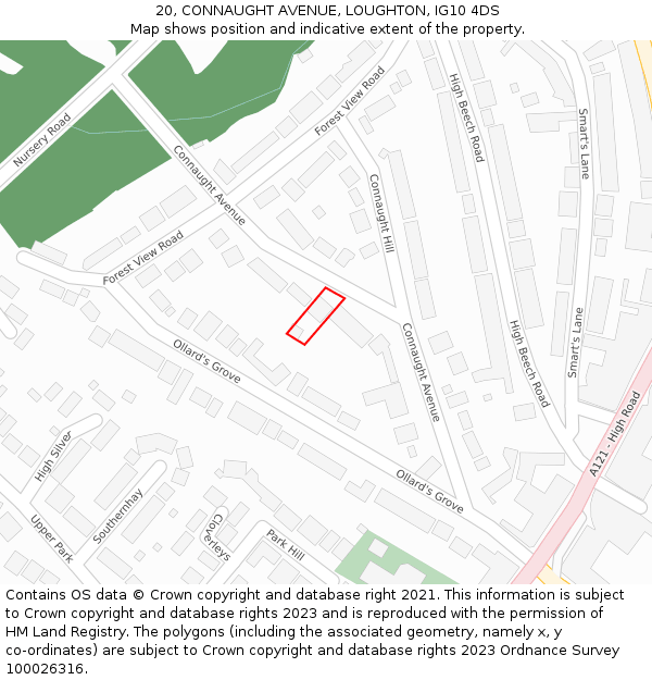 20, CONNAUGHT AVENUE, LOUGHTON, IG10 4DS: Location map and indicative extent of plot