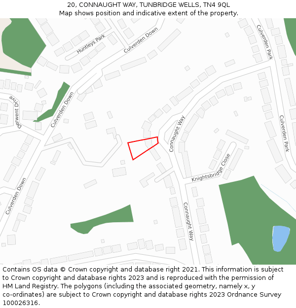 20, CONNAUGHT WAY, TUNBRIDGE WELLS, TN4 9QL: Location map and indicative extent of plot