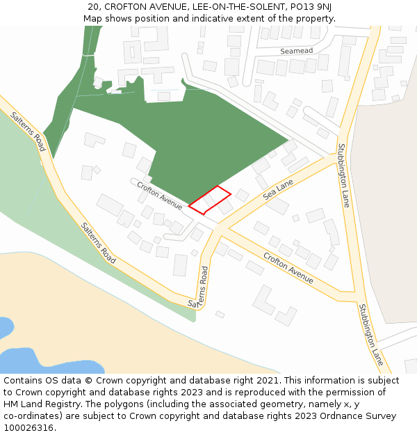 20, CROFTON AVENUE, LEE-ON-THE-SOLENT, PO13 9NJ: Location map and indicative extent of plot
