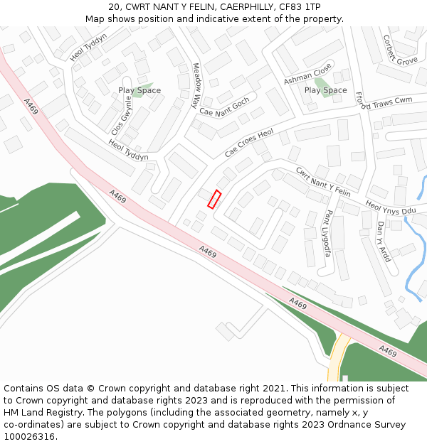 20, CWRT NANT Y FELIN, CAERPHILLY, CF83 1TP: Location map and indicative extent of plot