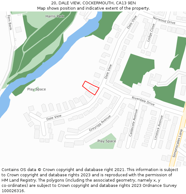 20, DALE VIEW, COCKERMOUTH, CA13 9EN: Location map and indicative extent of plot