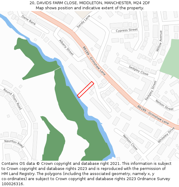 20, DAVIDS FARM CLOSE, MIDDLETON, MANCHESTER, M24 2DF: Location map and indicative extent of plot