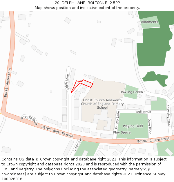 20, DELPH LANE, BOLTON, BL2 5PP: Location map and indicative extent of plot