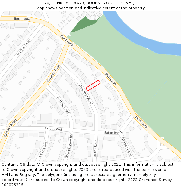 20, DENMEAD ROAD, BOURNEMOUTH, BH6 5QH: Location map and indicative extent of plot