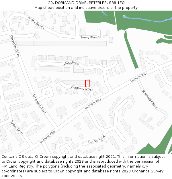 20, DORMAND DRIVE, PETERLEE, SR8 1EQ: Location map and indicative extent of plot