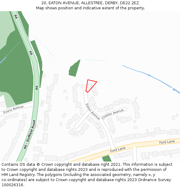 20, EATON AVENUE, ALLESTREE, DERBY, DE22 2EZ: Location map and indicative extent of plot