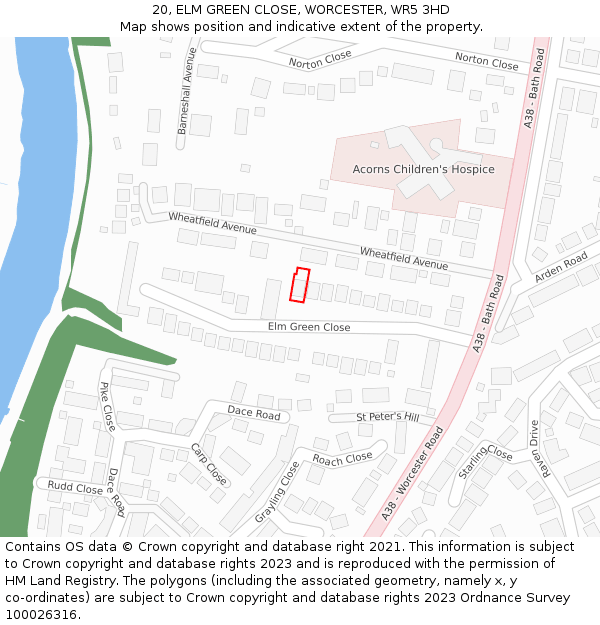 20, ELM GREEN CLOSE, WORCESTER, WR5 3HD: Location map and indicative extent of plot