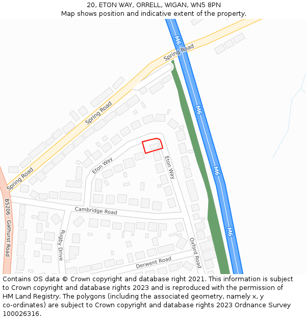 20, ETON WAY, ORRELL, WIGAN, WN5 8PN: Location map and indicative extent of plot