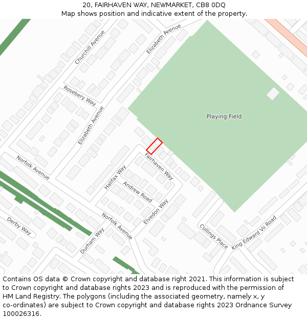 20, FAIRHAVEN WAY, NEWMARKET, CB8 0DQ: Location map and indicative extent of plot
