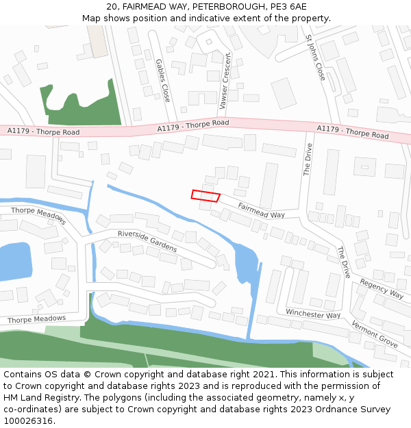 20, FAIRMEAD WAY, PETERBOROUGH, PE3 6AE: Location map and indicative extent of plot