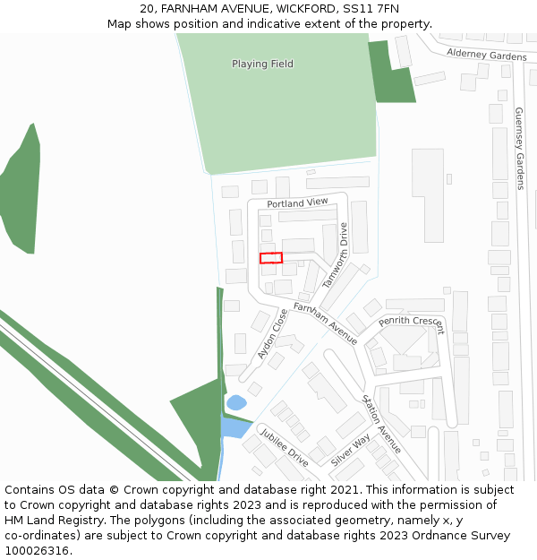 20, FARNHAM AVENUE, WICKFORD, SS11 7FN: Location map and indicative extent of plot