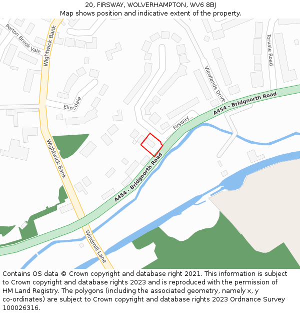 20, FIRSWAY, WOLVERHAMPTON, WV6 8BJ: Location map and indicative extent of plot
